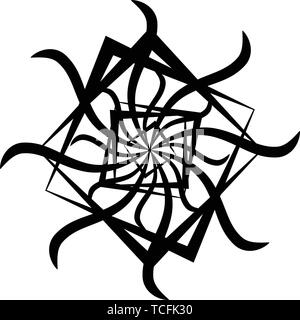 Abstrakte schwarze und weiße Blume mit Spinning Rechtecke Stock Vektor