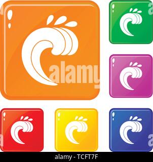 Große Curling wave Icons Set Vector Farbe Stock Vektor