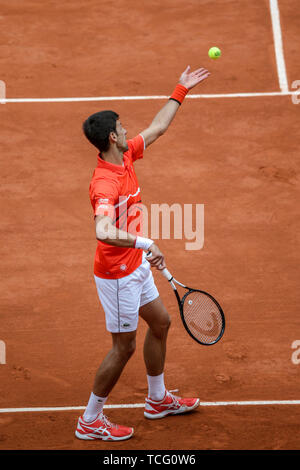 Paris, Frankreich. 07 Juni, 2019. Novak Djokovic (SRB) in ein Gleiches gilt für die 2019 Turnier von Roland Garros in Paris, Frankreich, statt. (Foto: Andre Chaco/Fotoarena) Credit: Foto Arena LTDA/Alamy leben Nachrichten Stockfoto