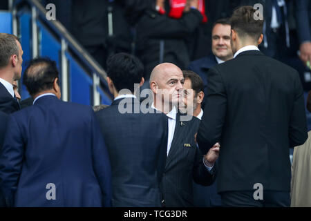 Paris, Frankreich. 07 Juni, 2019. Gianni Infantino während der Eröffnung der Frauen Fußball WM vor dem Spiel zwischen Frankreich und Südkorea im Parc des Princes Stadion in Paris die Hauptstadt von Frankreich am Freitag, den 07. (Foto: VANESSA CARVALHO/BRASILIEN FOTO PRESSE) Credit: Brasilien Foto Presse/Alamy leben Nachrichten Stockfoto