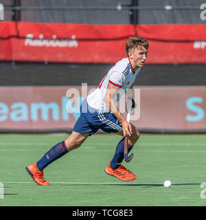 Eindhoven, Niederlande. 02 Juni, 2019. EINDHOVEN, 02-06-2019, Hockey Pro League 2019 Männer. Veranstaltungsort: HC Oranje-Rood. Calnan wird während des Spiels Niederlande gegen Großbritannien. Credit: Pro Schüsse/Alamy leben Nachrichten Stockfoto