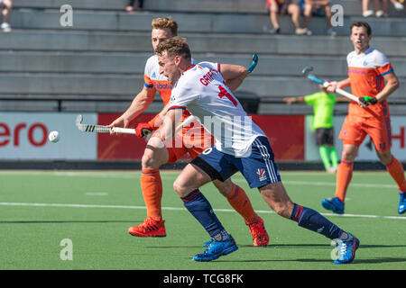 Eindhoven, Niederlande. 02 Juni, 2019. EINDHOVEN, 02-06-2019, Hockey Pro League 2019 Männer. Veranstaltungsort: HC Oranje-Rood. Christopher Griffiths während des Spiels Niederlande gegen Großbritannien. Credit: Pro Schüsse/Alamy leben Nachrichten Stockfoto