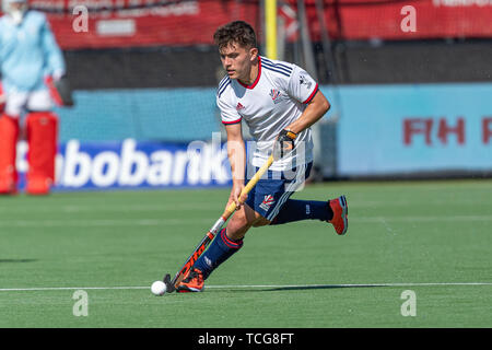 Eindhoven, Niederlande. 02 Juni, 2019. EINDHOVEN, 02-06-2019, Hockey Pro League 2019 Männer. Veranstaltungsort: HC Oranje-Rood. William Wehr während des Spiels Niederlande gegen Großbritannien. Credit: Pro Schüsse/Alamy leben Nachrichten Stockfoto