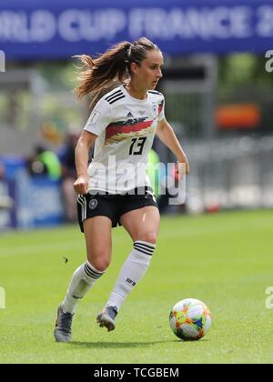 Rennes, Frankreich. 08 Juni, 2019. firo: 08.06.2019, Fußball, Frauen, Damen, 2018/2019, FIFA WM in Frankreich, Women's World Cup, Nationalmannschaft, Deutschland, GER - China 1:0 Sara DABRITZ, GER, Single Action | Verwendung der weltweiten Kredit: dpa/Alamy leben Nachrichten Stockfoto