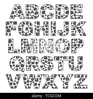 Cute modernes trendiges Leopard alphabet Set Vector Illustration Stock Vektor