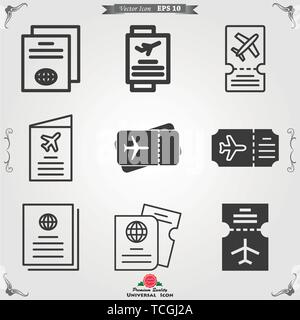 Reisedokumente, Pass mit Tickets flachbild Symbol isoliert. Konzept Reise und Tourismus. Vector Illustration. Stock Vektor