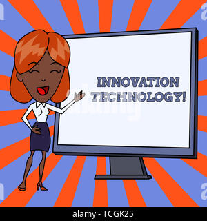 Handschrift text Innovation Technologie. Konzeptionelle Foto neue Idee oder Methode der technischen oder wissenschaftlichen Natur weiße Frau im Stehen, Leer Stockfoto