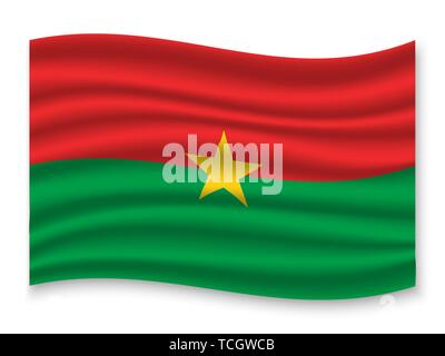 3D-Wehende Flagge von Burkina Faso. Für Ihr Design Template Stock Vektor