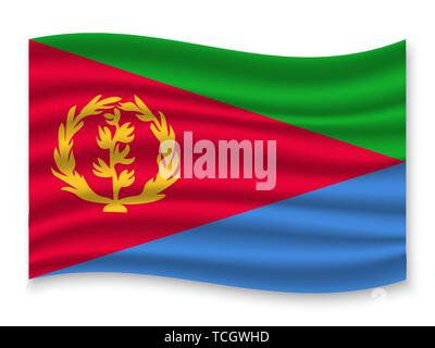 3D-Wehende Flagge von Eritrea. Für Ihr Design Template Stock Vektor