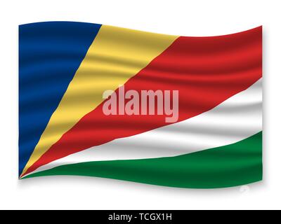 3D-Wehende Flagge der Seychellen. Für Ihr Design Template Stock Vektor