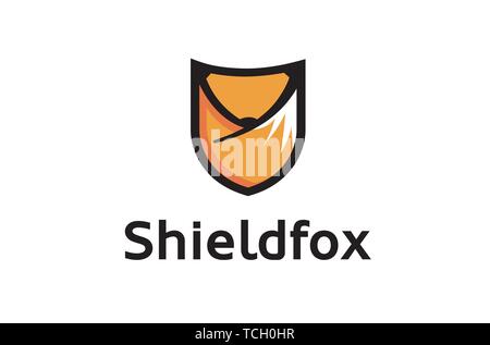 Kreative abstrakte Fox Shield Schutz Sicherheit Logo Design Symbol Abbildung Stock Vektor