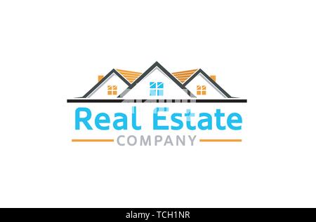 Kreative drei Haus Dach Logo Design Symbol Abbildung Stock Vektor
