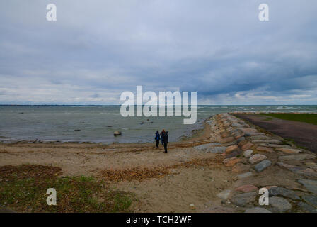 Eine Ufermauer an der Ostsee bei Tallinn, Estland Stockfoto