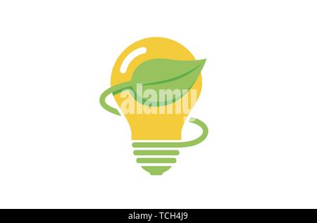 Kreative grüne Lampe Lampe Energie Logo Design Symbol Abbildung Stock Vektor