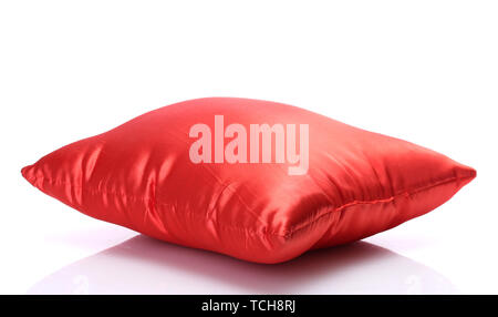Rot hell Kissen isoliert auf weißem Stockfoto