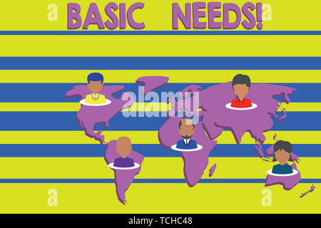 Konzeptionelle Handschrift, die grundlegenden Bedürfnisse. Begriff Sinne Messung der absoluten Armut in den Entwicklungsländern Verbindung multiethnischen Personen al Stockfoto