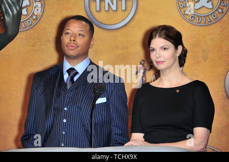 LOS ANGELES, Ca. Dezember 20, 2007: Jeanne Tripplehorn & Terrence Howard bei der Bekanntgabe der Nominierungen für die 14. jährlichen Screen Actors Guild Awards. © 2007 Paul Smith/Featureflash Stockfoto