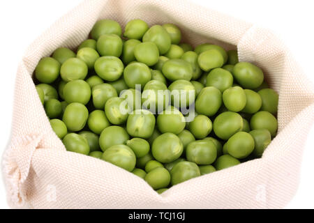 Grüne Erbsen im Beutel close-up Stockfoto