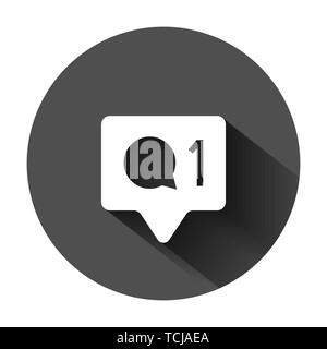 Social media Anmeldung Zeichen Symbol im flachen Stil. Wie, Kommentar, Vektor, Abbildung auf schwarzen Hintergrund mit langen Schatten folgen. Klicken Sie auf die Schaltfläche Stock Vektor