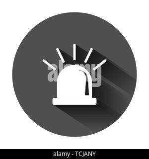 Not-Sirene Symbol im flachen Stil. Polizei alarm Vector Illustration auf schwarzen Hintergrund mit langen Schatten. Medical Alert Geschäftskonzept. Stock Vektor
