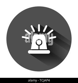 Not-Sirene Symbol im flachen Stil. Polizei alarm Vector Illustration auf schwarzen Hintergrund mit langen Schatten. Medical Alert Geschäftskonzept. Stock Vektor