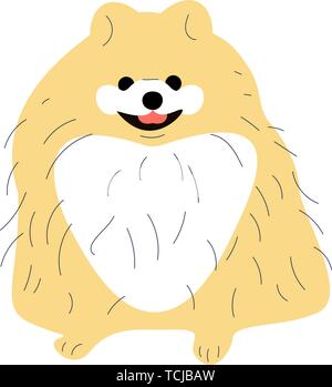 Cute pomeranian Welpen, Spitz Hund. Auf weissem Hintergrund. Vektor Illustration. Stock Vektor