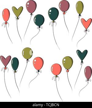 Set aus bunten Geburtstag Luftballons. auf weißem Hintergrund. Vektor illustration Stock Vektor