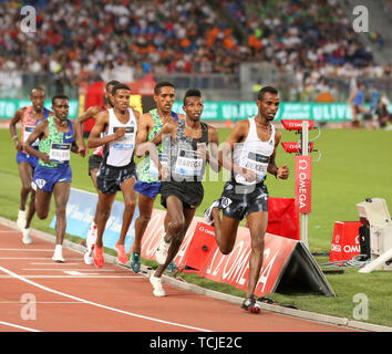 Rom, Italien, Juni 06: Telahun Haile Bekele und Selemon Barega von Äthiopien in der Männer 5000 m Fall konkurrieren während der iaaf Diamond League 2019 Golden Ga Stockfoto