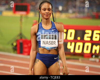 Rom, Italien, Juni 06: Salwa Eid Naser von Bahrain konkurriert in der Frauen 400 m Fall während der iaaf Diamond League 2019 Golden Gala Pietro Mennea in Rom Stockfoto