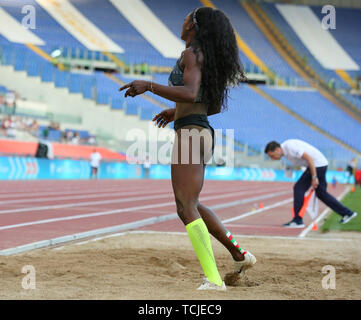 Rom, Italien, Juni 06: caterine Ibarguen von Kolumbien konkurriert in der Frauen Weitsprung Ereignis während der iaaf Diamond League 2019 Golden Gala Pietro Menne Stockfoto