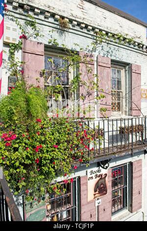 Die historischen Gebäude der Innenstadt an der Waterfront in Savannah, Georgia, USA Stockfoto
