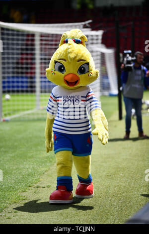 8. Juni 2019 in Rennes, Frankreich Fußball Frauen WM Deutschland gegen China WC Maskot Ettie Stockfoto