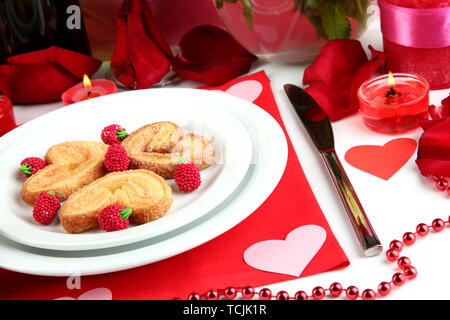 Tabelle Einstellung zu Ehren der Valentinstag close-up Stockfoto