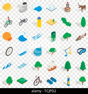 Maske für Wasser Symbole, isometrische Stil Stock Vektor