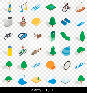 Fisch Icons Set, isometrische Stil Stock Vektor