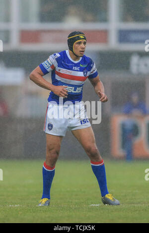 7. Juni 2019, Mobile Rakete Stadion, Wakefield, England; Betfred Super League, Runde 17, Wakefield Trinity vs Leeds Rhinos; Ben Jones-Bishop (5) Wakefield Trinity während des Spiels Credit: Mark Cosgrove/News Bilder Stockfoto