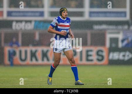 7. Juni 2019, Mobile Rakete Stadion, Wakefield, England; Betfred Super League, Runde 17, Wakefield Trinity vs Leeds Rhinos; Ben Jones-Bishop (5) Wakefield Trinity während des Spiels Credit: Mark Cosgrove/News Bilder Stockfoto