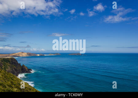 Blick auf Cape Maria van Diamen und Te Werahi Strand von Cape Reinga. Pflege Reinga ist Teil der Te Paki Erholung finden auf der nördlichen Insel New Zea Stockfoto