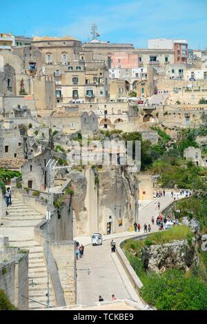 Blick über Sassi di Matera, Basilikata, Italien Stockfoto