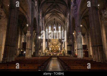 Katholische Kirche Santa Eulalia, Innenansicht, Altstadt, Palma de Mallorca, Mallorca, Balearen, Spanien Stockfoto