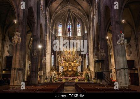 Katholische Kirche Santa Eulalia, Innenansicht, Altstadt, Palma de Mallorca, Mallorca, Balearen, Spanien Stockfoto