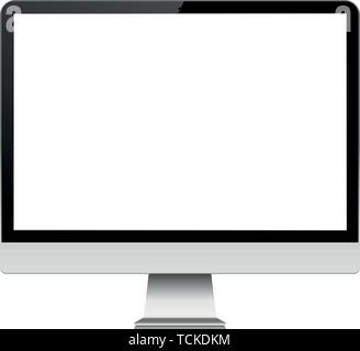 Computer Monitor mit Leerer weißer Bildschirm Stock Vektor