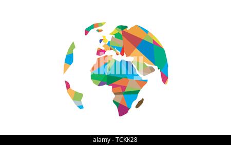 Kreative bunte Kontinenten Welt Polygone Logo Design Illustration Stock Vektor