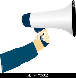 Hand megahpone oder Megaphon auf weißem Hintergrund Vector Illustration Stock Vektor