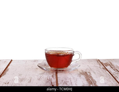 Tasse Tee mit Minze und Zitrone isoliert auf weißem Hintergrund Stockfoto