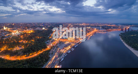 Nacht Stadt Kiew, Ukraine Stockfoto