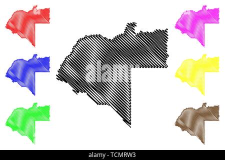 Provinz Moxico (Provinzen Angolas, der Republik Angola) Karte Vektor-illustration, kritzeln Skizze Moshiko Karte Stock Vektor