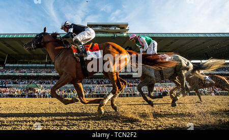 Elmont, New York, USA. 8. Juni 2019. Juni 08: Sir Winston mit Joel Rosario gewinnt die Belmont Stakes am Belmont Park in Elmont, New York am Juni 08, 2019. Evers/Eclipse Sportswire/CSM/Alamy leben Nachrichten Stockfoto