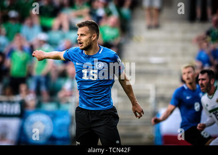 Tallinn, Estland. 08 Juni, 2019. Rauno Sappinen (15), die in Aktion während der Euro 2020 qualifiers Spiel zwischen Estland und Nordirland in Tallinn gesehen. (Endstand; Estland 1:2 Nordirland) Credit: SOPA Images Limited/Alamy leben Nachrichten Stockfoto