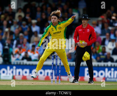 London, Großbritannien. 9. Juni, 2019. Adam Zampa von Australien während der ICC Cricket World Cup zwischen Indien und Australien am Oval Stadium am 09. Juni 2019 in London, England. Credit: Aktion Foto Sport/Alamy leben Nachrichten Stockfoto